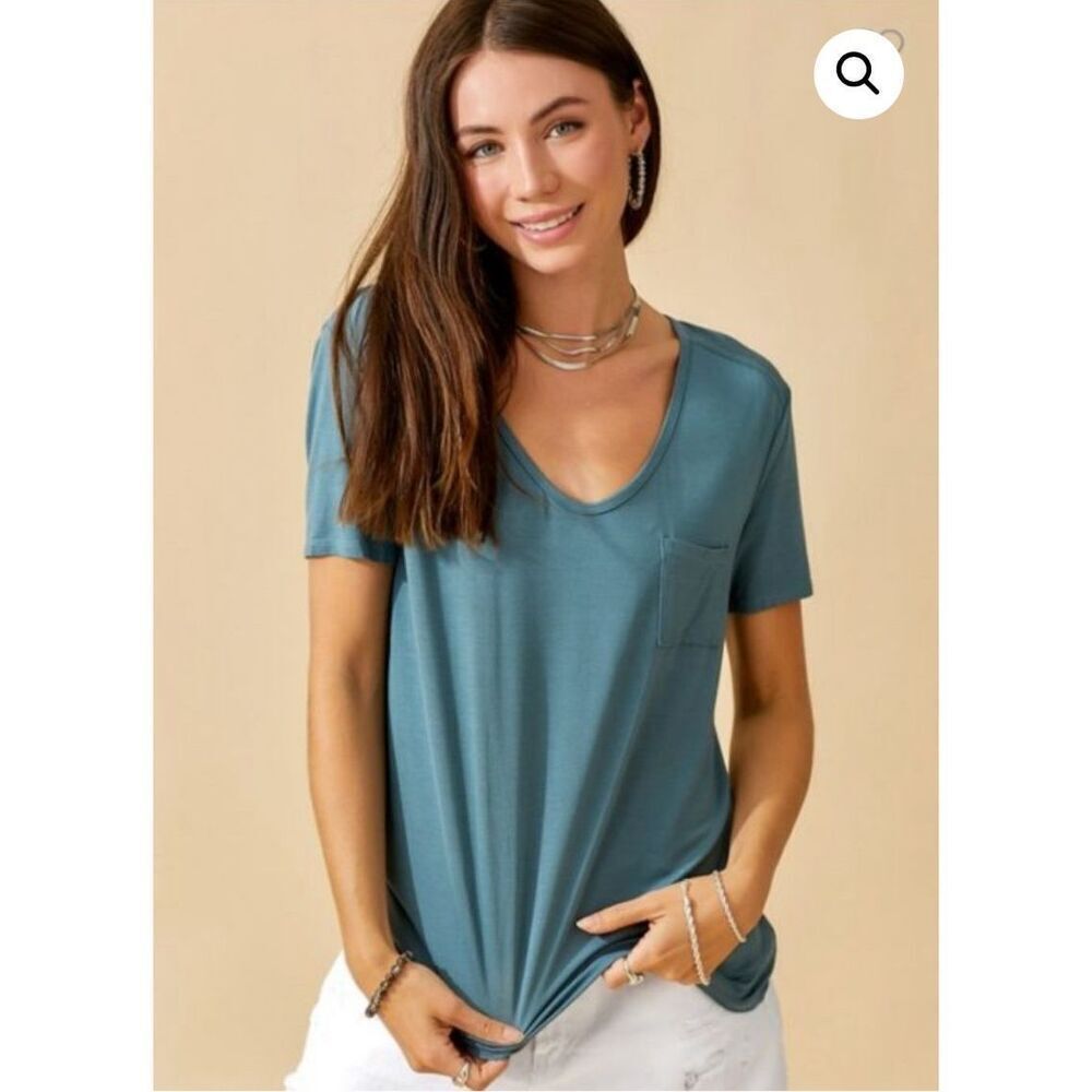 T by Alexander Wang Classic Pocket Tee Teal size small